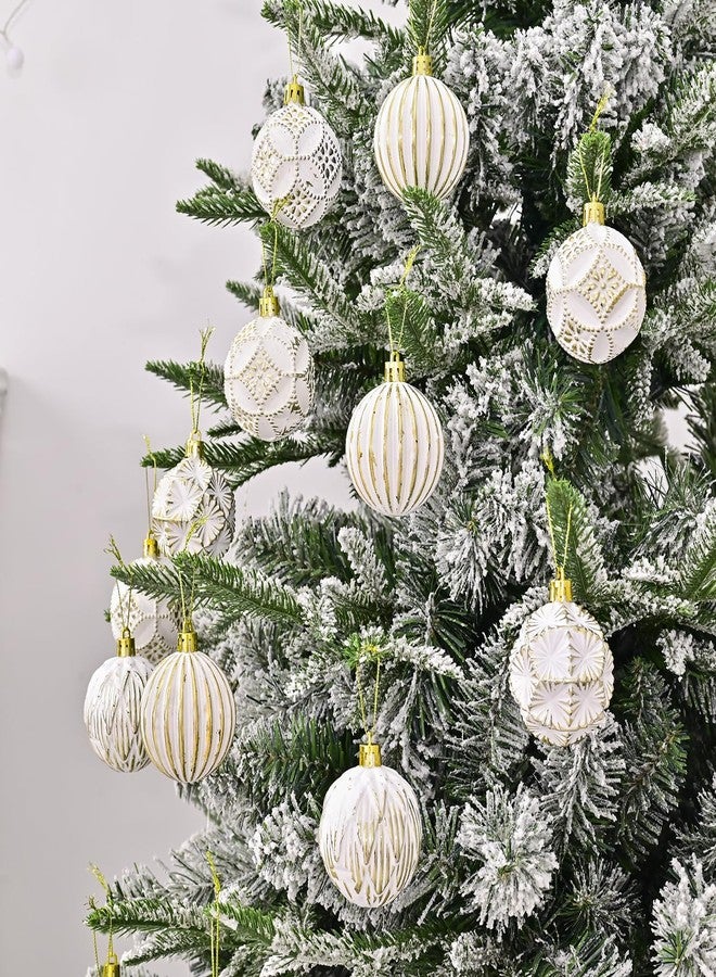 SVNVIOZ Christmas Ball Ornaments Set, 16ct 2.36 Inch Elegant Gold White Assorted Xmas Tree Ball Ornaments, Shatterproof Christmas Tree Hanging Ornaments for Xmas Decoration - Image 5